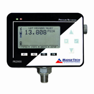 MadgeTech PR2000 is a data logging pressure gauge with an LCD and wall mounted universal power adapter. Available in 10 ranges, the PR2000 can adapt to any application and features a ¼ in. NPT fitting for quick connection..