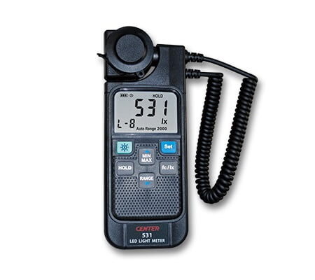 CENTER C531 light meter has a movable Probe for easy access to the light source.