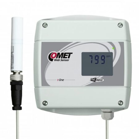 COMET T5641 CO2 Sensor with PoE, power over ethernet.